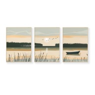 PLAKATY TRYPTYK NATURA JEZIORA MAZURY, DO SALONU, SYPIALNI, 3 x 30x40cm.