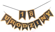 Girlanda na 18 urodziny / dekoracja z brystolu / 18-STKA ZŁOTO CZARNA