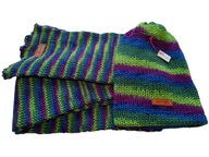 Kolorowy komplet w paski - ciepła czapka i szalik, wegański, handmade