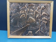 Miedziany Obrazek w drewnianej ramie Albania