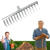 GRABIE DO TRAWY LIŚCI METALOWE WERTYKULATOR STAL NIERDZEWNA 14-ZĘBNE 39CM