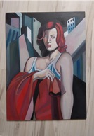 Tamara Łempicka- Kobieta w czerwonym- obraz
