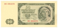 PRL, 50 złotych 1948 seria BS / Bardzo rzadka seria / stan 2+/1-