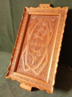 Stara drewniana taca Góralska - pięknie rzeźbiona 45,5 cm.