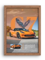 Plakat A3 Samochód Corvette C7, Wyjątkowa Dekoracja, Obraz 30x42