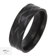 Ob55186 Obrączka ceramiczna czarna szlif 0.6cm r.7