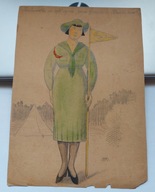 HARCERSTWO LATA 30 TE RYSUNEK SYG. KANDYDATKA DO RĘKI SYNA BADEN POWELLA