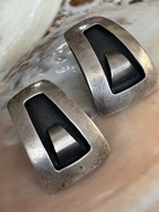 Kolczyki stare srebrne wkręty duże modernistyczne kulki cz. kompletu