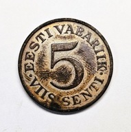 5 senti z 1931 roku. z okresu Pierwszej Republiki Estońskiej (1918–1940).