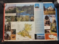 Mapa CZESKI RAJ obszar chroniony CZECHY Stary plakat z mapą EKOLOGIA Natura
