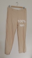 Spodnie lniane len beż 42 XL długie