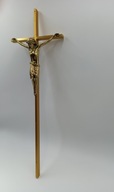 ELEGANCKI mosiężny Krzyż krucyfiks Pan Jezus duży XL 60 cm vintage Francja