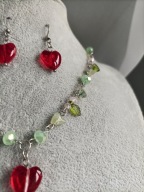 Naszyjnik - serduszko z listkami - rękodzieło, stal nierdzewna