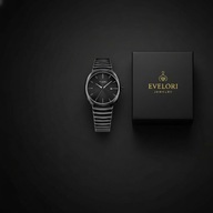 Elegancki Zegarek Męski TOMI Cały CZARNY STAL Box