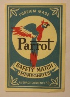 ETYKIETA ZAPAŁCZANA - Parrot SAFETY MATCH IMPREGNATED - RZADSZA ODMIANA