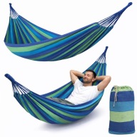 HAMAK OGRODOWY 2 OSOBOWY XXL MOCNY Z PAŁĄKIEM DUŻY WYTRZYMAŁY + TORBA