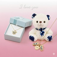 Prezent: Magiczny Naszyjnik Motyl z Grawerem "I Love You" i Pluszowy Miś!