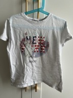 T-shirt Bluzka Dziecięca MANGO biała bawełna 7-8 lat 122/128 cm