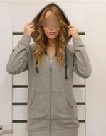 Bawełniana długa bluza szara z kapturem roz.M