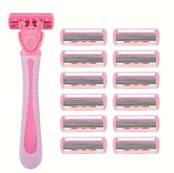 Maszynka Do Golenia Damska 6 Warstwowa+12 Ostrzy| Różowa| AS