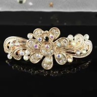 SPINKA klamra złote cyrkonie fioletowe i vintage modne retro perła wiosna