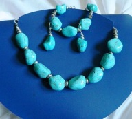 Biżuteria z turkusami - naszyjnik, bransoleta, kolczyki - zestaw