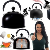 CZAJNIK TRADYCYJNY NA GAZ NA INDUKCJĘ CZARNY 1,5L Z GWIZDKIEM BEZPRZEWODOWY