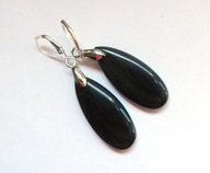 Kwarc kocie oko, czarne duże łezki, wiszące kolczyki, srebro