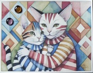 Obraz Awarela Koty Przyjaciele