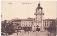 LUBLIN ~ BRAMA KRAKOWSKA~ 1915~ Sklepy reklamy ruch uliczny pies