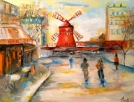 Obraz olejny "Paryż - okolice Moulin Rouge""
