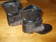Kalosze Lidia Kalita r. 38, guma i skóra, czarne, piękne, hit!