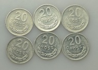 PRL - zestaw 6 x 20 groszy - 1961 - 1963 - 1971 - 1976 ... - ładne