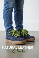 Clarks Nova Rain Kid trzewiki skórzane ocieplane granatowe rozm. 28,5