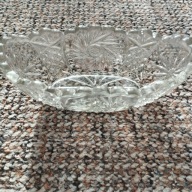 Owocarka szklana owalna w kształcie gondoli PRL