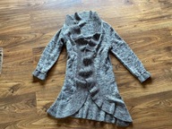 Piękny szary sweter kardigan 36 38 40 narzutka