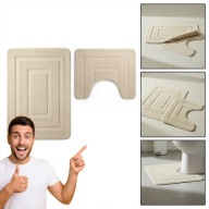 BEŻOWE DYWANIKI ŁAZIENKOWE KOMPLET ANTYPOŚLIZGOWE 50X80 50X40 NOWY