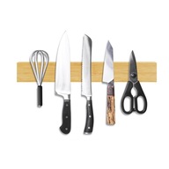 Listwa magnetyczna na noże kuchenne bambusowa 40x6,5cm +15 naklejek AMAZY