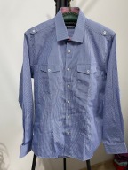 6 Koszula Advise Tailored subtelna niebieska krata 2 kieszenie pagony