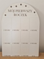 Drewniana biała ramka na zdjęcie personalizowana Imię Roczek Chrzest