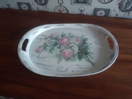 MALOWANA OZDOBNA TACA RÓŻE SHABBY CHIC