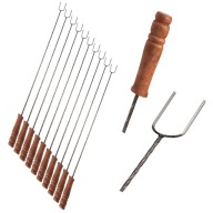 Widelec ogniskowy (widełki) Begris 125 cm 10 szt. do kiełbasy na grilla