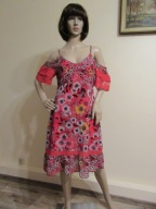 101 IDEES letnia czerwona sukienka w kwiaty hiszpanka NOWA _ M