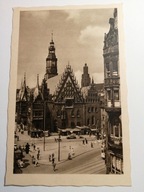 WROCŁAW 1930-BRESLAU - RATUSZ - TRAMWAJ - STARE SAMOCHODY
