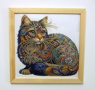 Robótkownia Obraz gotowy haft diamentowy KOT w ramce 28,5x28,5