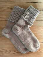 Dziergane skarpety rozmiar 39 - kolor szary