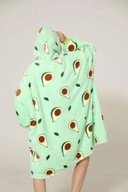 CIEPŁA BLUZA KOCOBLUZA XXL KOC OVERSIZE DŁUGA FUTRZAK Z KAPTUREM AWOKADO