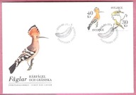 Szwecja 2016 FDC ptaki, dudek, czeczotka, wysoki nominał 70 Skr, kat.Mi 27€