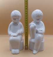 2 podpórki do Książek - śliczne z porcelany - dzieci czytają książki - 17cm