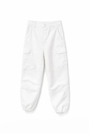 Białe bawełniane spodnie cargo / bojówki Topshop S wysoki stan